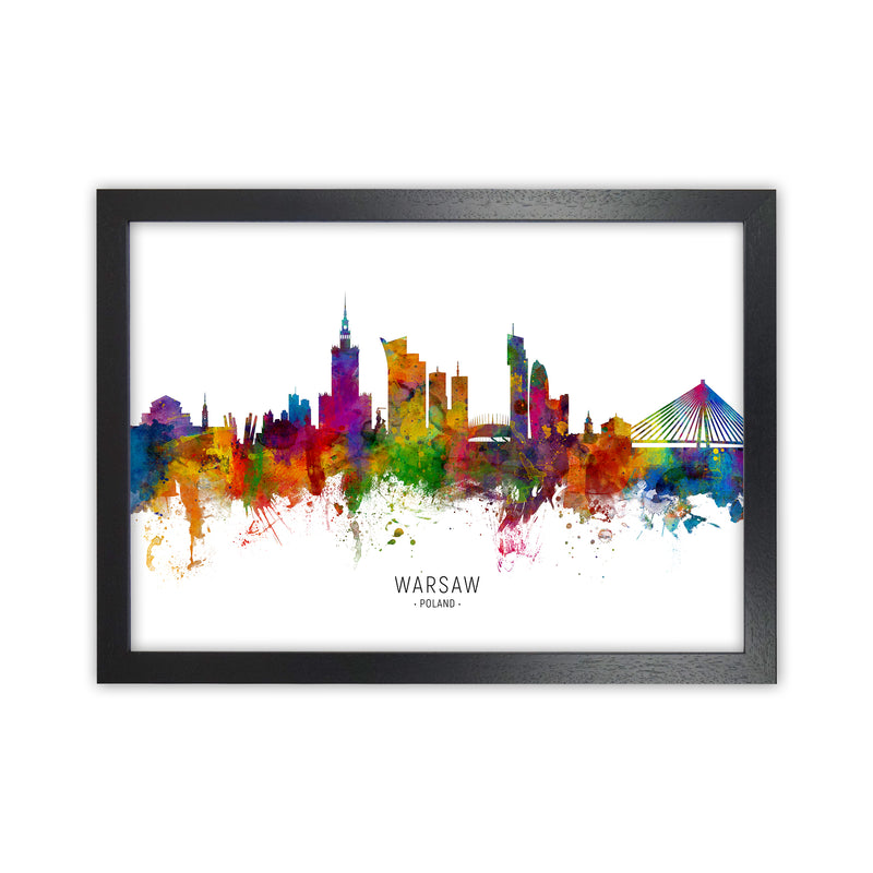 Warsaw Poland Skyline Art Print by Michael Tompsett Black Grain