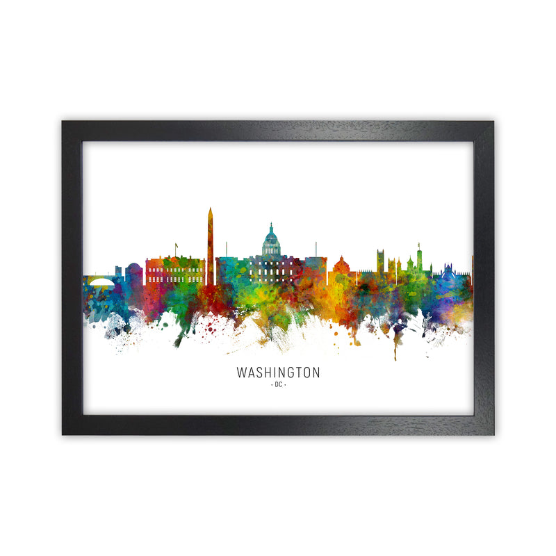 Washington Dc Skyline Art Print by Michael Tompsett Black Grain