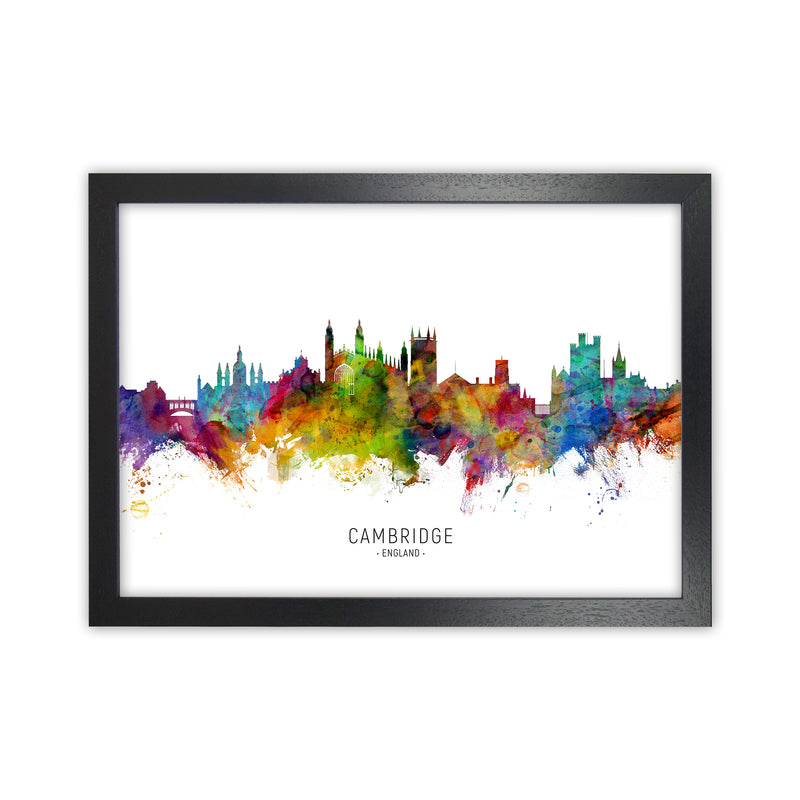 Cambridge England Skyline Art Print by Michael Tompsett Black Grain