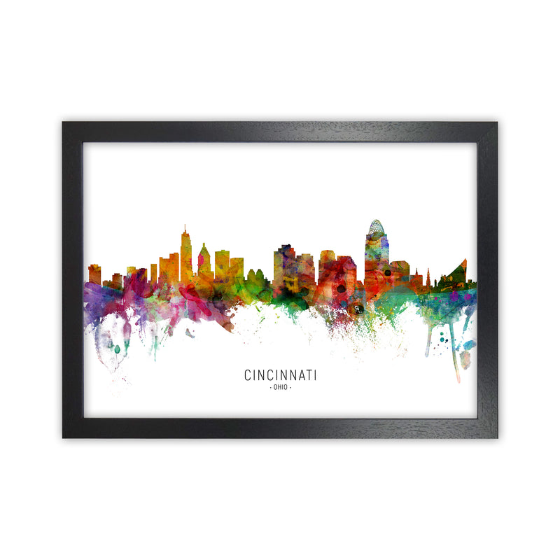 Cincinnati Ohio Skyline Art Print by Michael Tompsett Black Grain