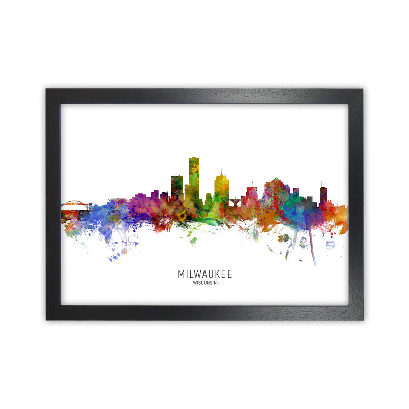 Milwaukee Wisconsin Skyline Art Print by Michael Tompsett Black Grain