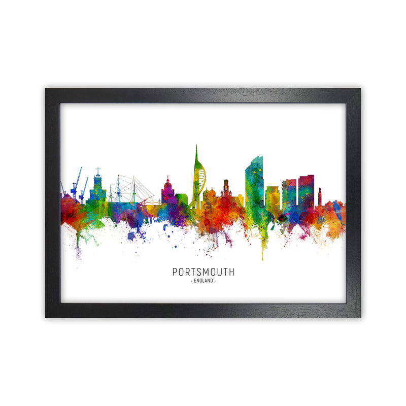 Portsmouth England Skyline Art Print by Michael Tompsett Black Grain