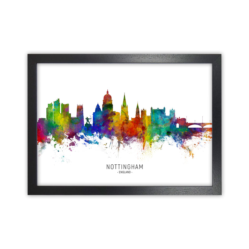 Nottingham England Skyline Art Print by Michael Tompsett Black Grain