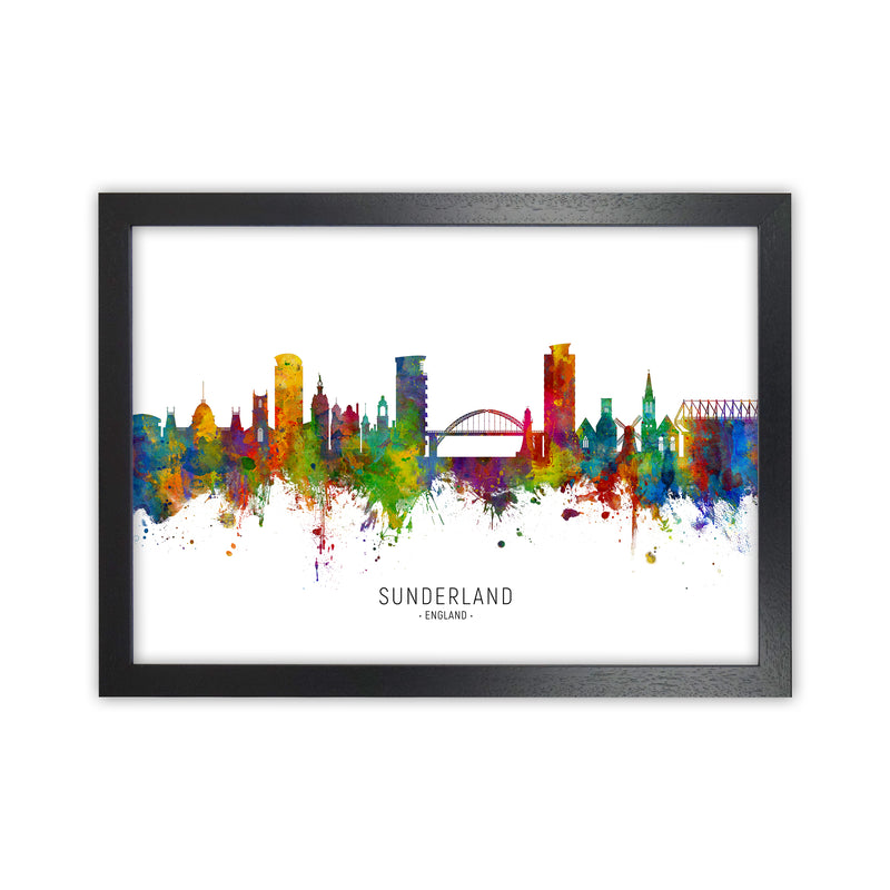 Sunderland England Skyline Art Print by Michael Tompsett Black Grain