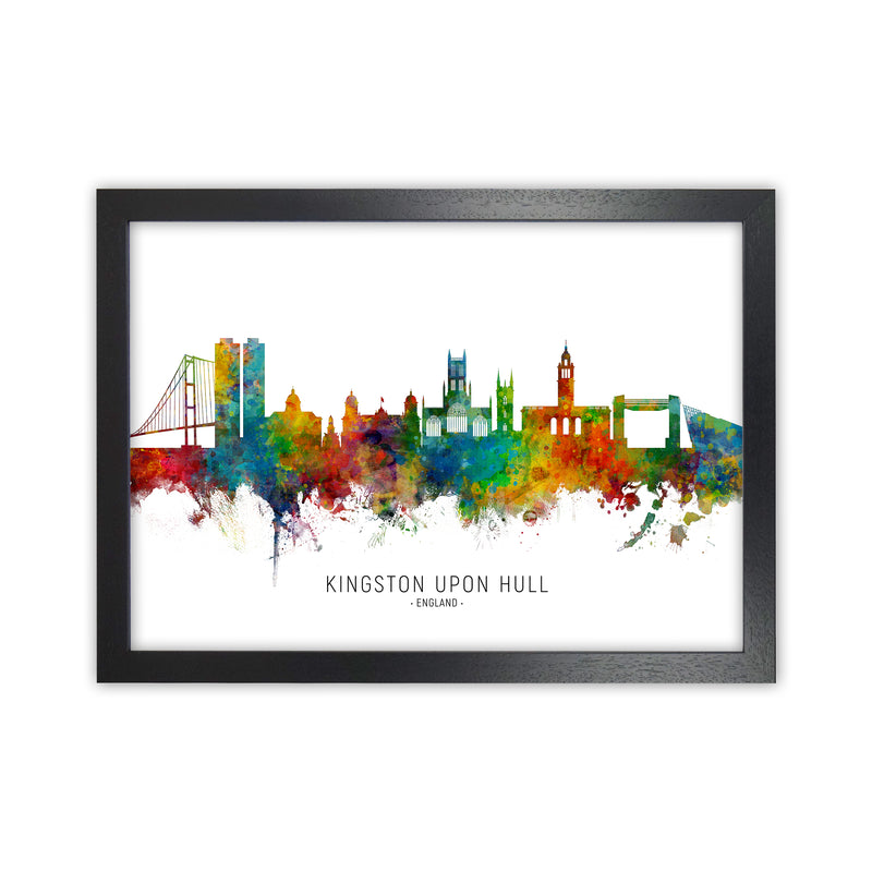 Kingston Upon Hull England Skyline Print by Michael Tompsett Black Grain