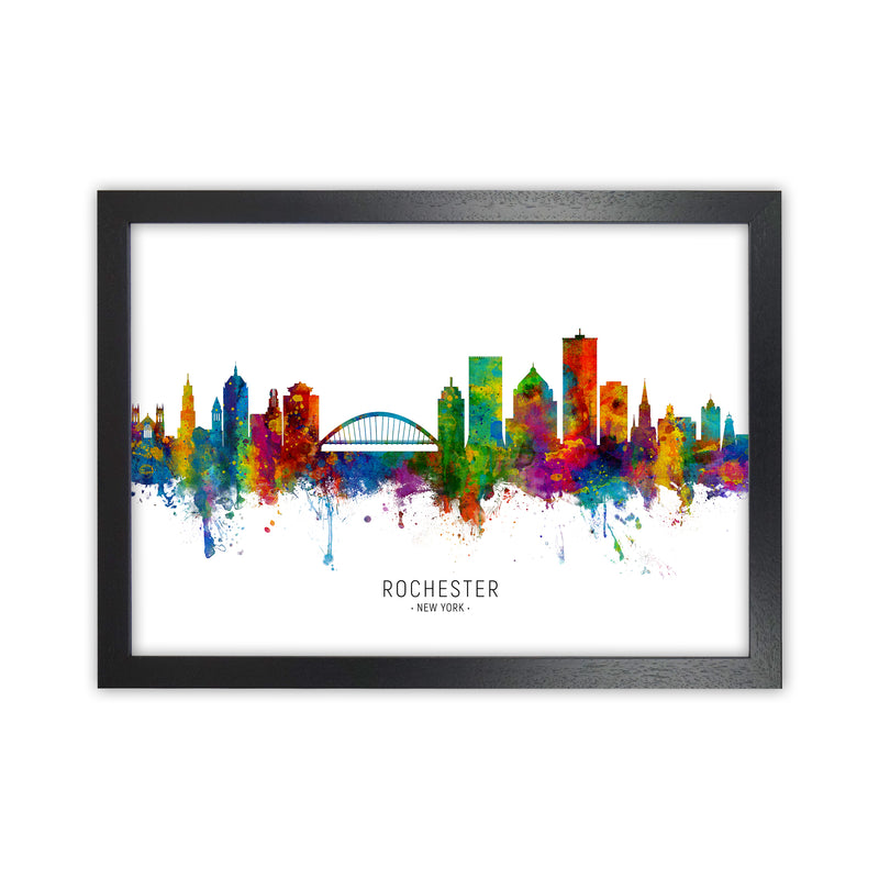 Rochester New York Skyline Art Print by Michael Tompsett Black Grain