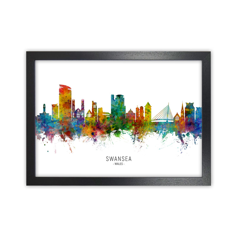 Swansea Wales Skyline Art Print by Michael Tompsett Black Grain