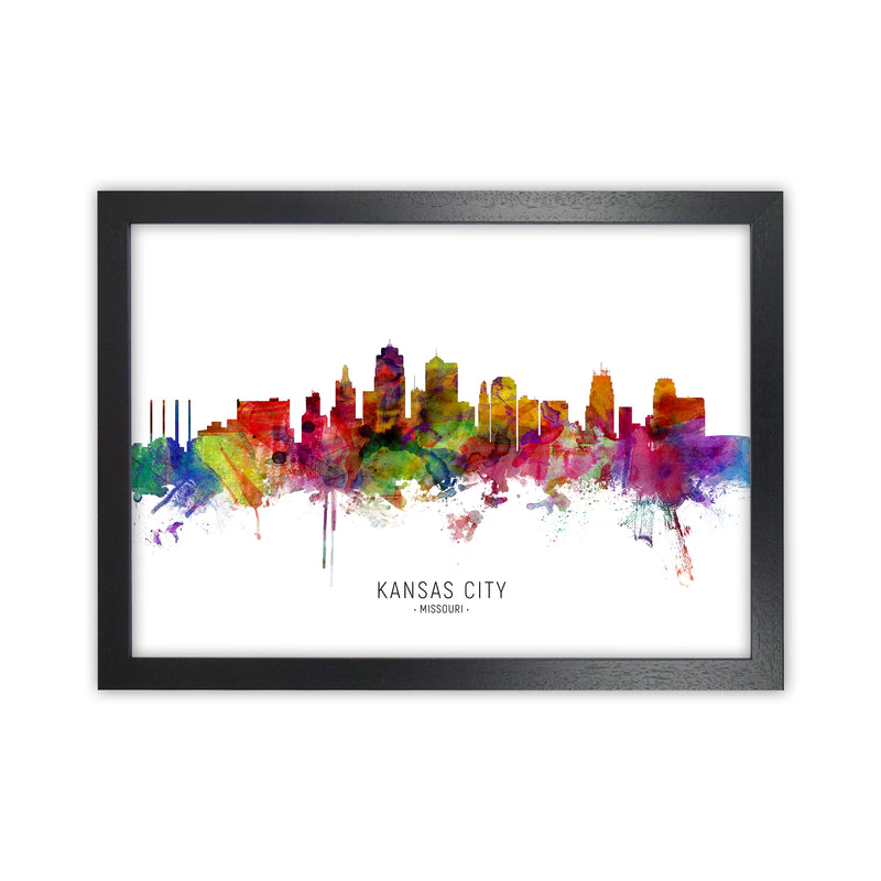 Kansas City Missouri Skyline Art Print by Michael Tompsett Black Grain