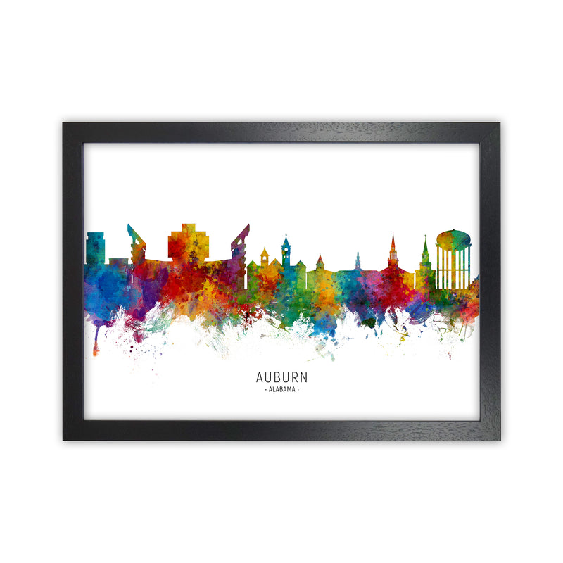 Auburn Alabama Skyline Art Print by Michael Tompsett Black Grain