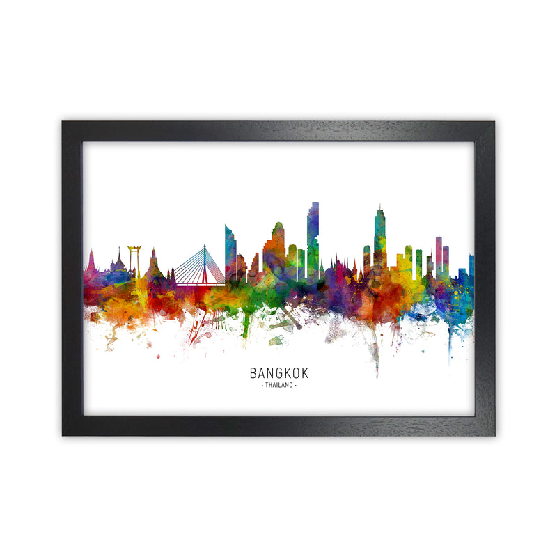 Bangkok Thailand Skyline Art Print by Michael Tompsett Black Grain