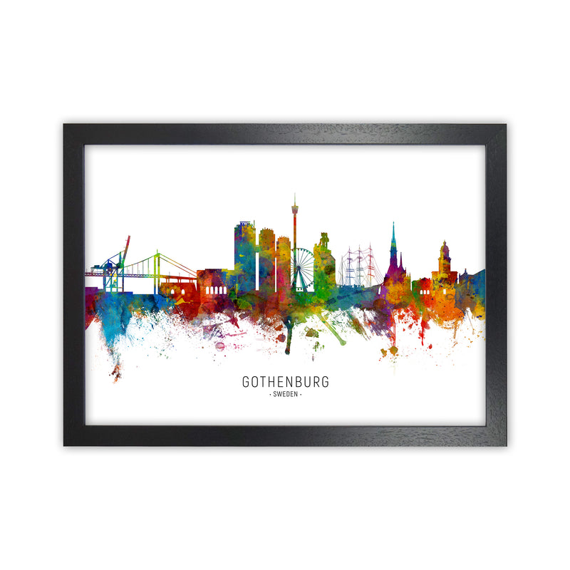 Gothenburg Sweden Skyline Art Print by Michael Tompsett Black Grain