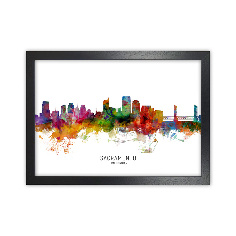 Sacramento California Skyline Art Print by Michael Tompsett Black Grain