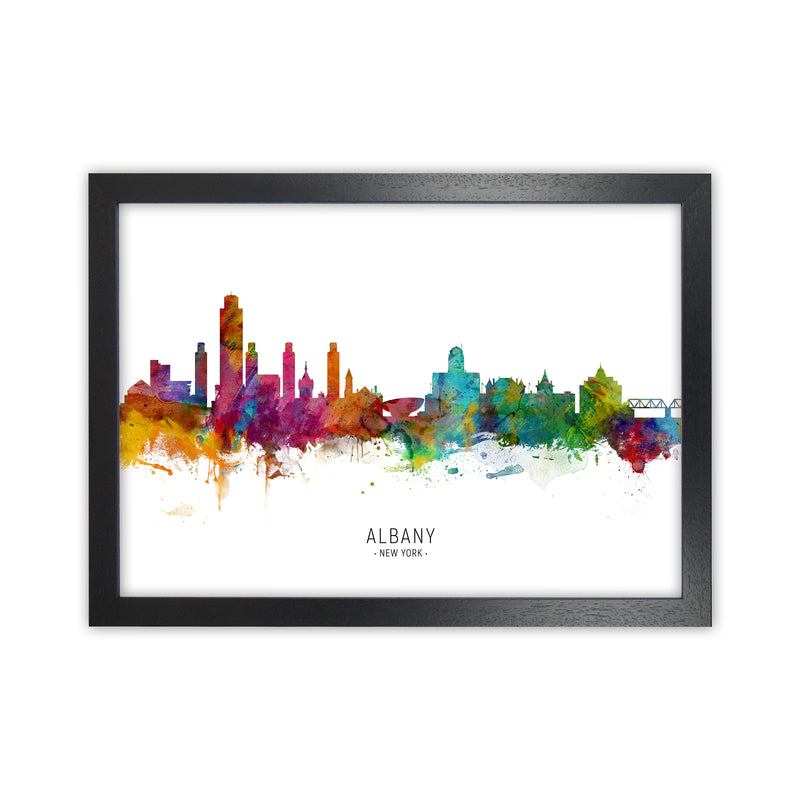 Albany New York Skyline Art Print by Michael Tompsett Black Grain