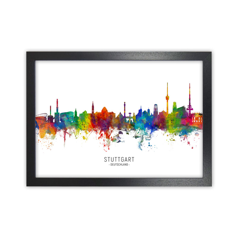 Stuttgart Deutschland Skyline Art Print by Michael Tompsett Black Grain