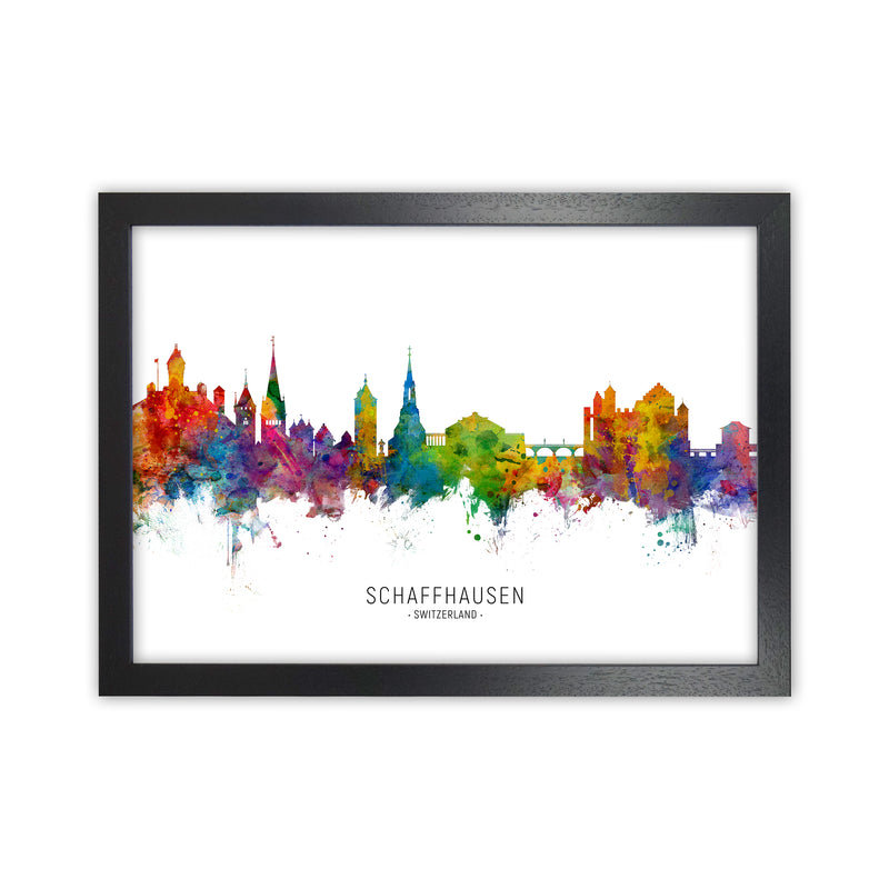 Schaffhausen Switzerland Skyline Print by Michael Tompsett Black Grain