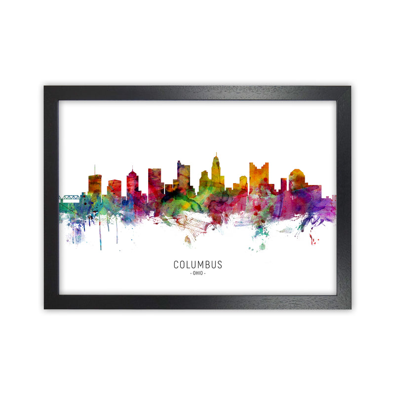 Columbus Ohio Skyline Art Print by Michael Tompsett Black Grain