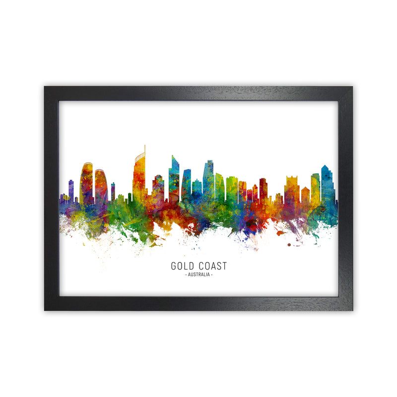 Gold Coast Australia Skyline Art Print by Michael Tompsett Black Grain