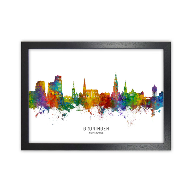 Groningen Netherlands Skyline Art Print by Michael Tompsett Black Grain