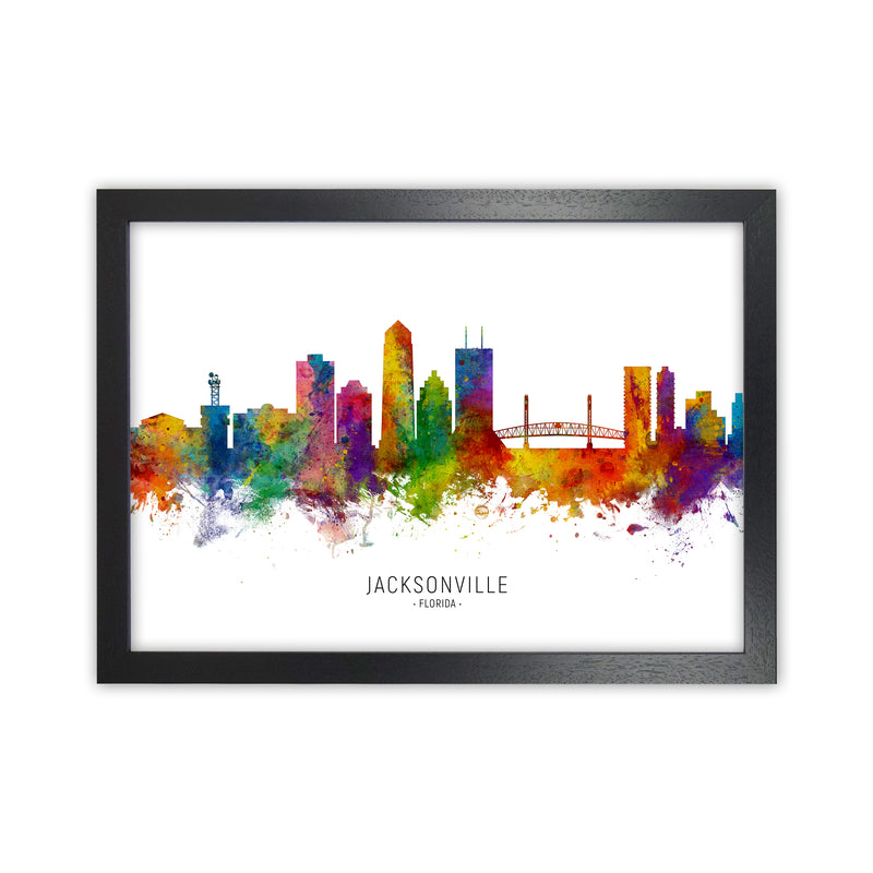 Jacksonville Florida Skyline Art Print by Michael Tompsett Black Grain