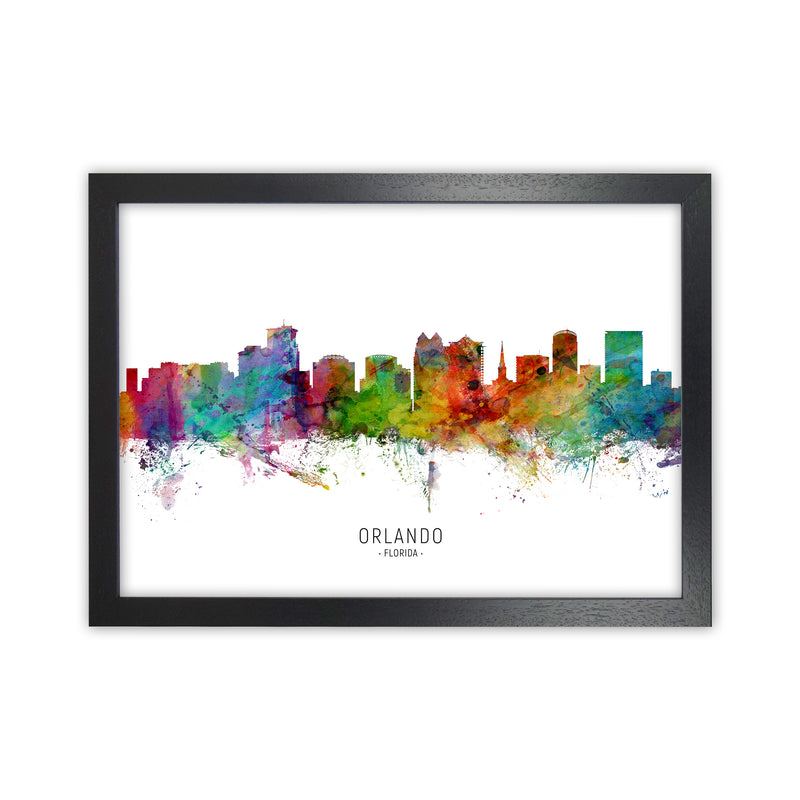 Orlando Florida Skyline Art Print by Michael Tompsett Black Grain