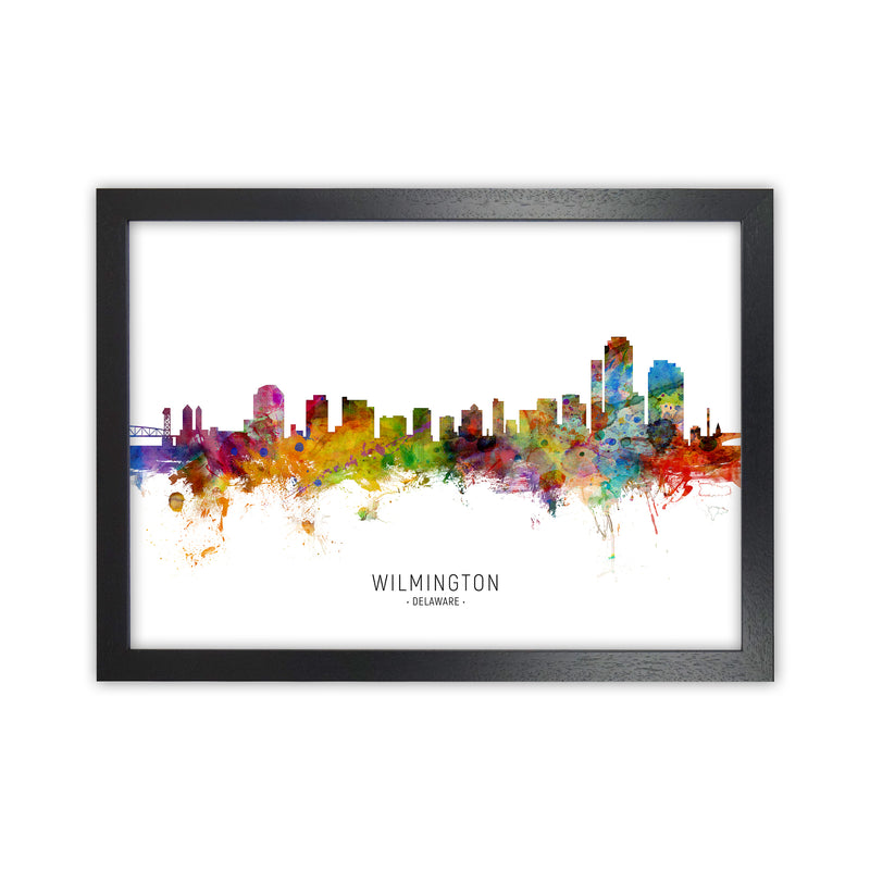 Wilmington Delaware Skyline Art Print by Michael Tompsett Black Grain