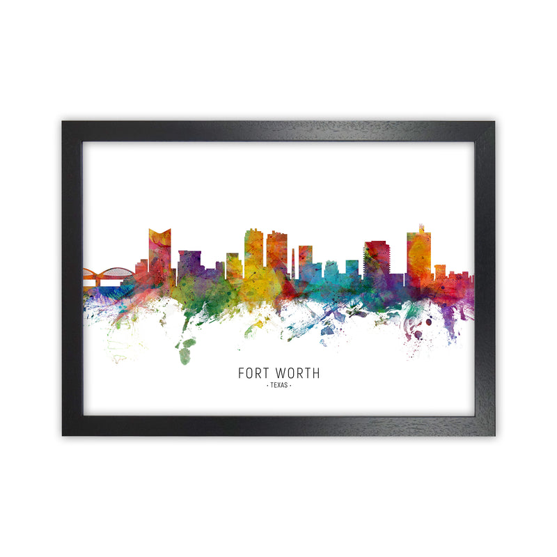 Fort Worth Texas Skyline Art Print by Michael Tompsett Black Grain