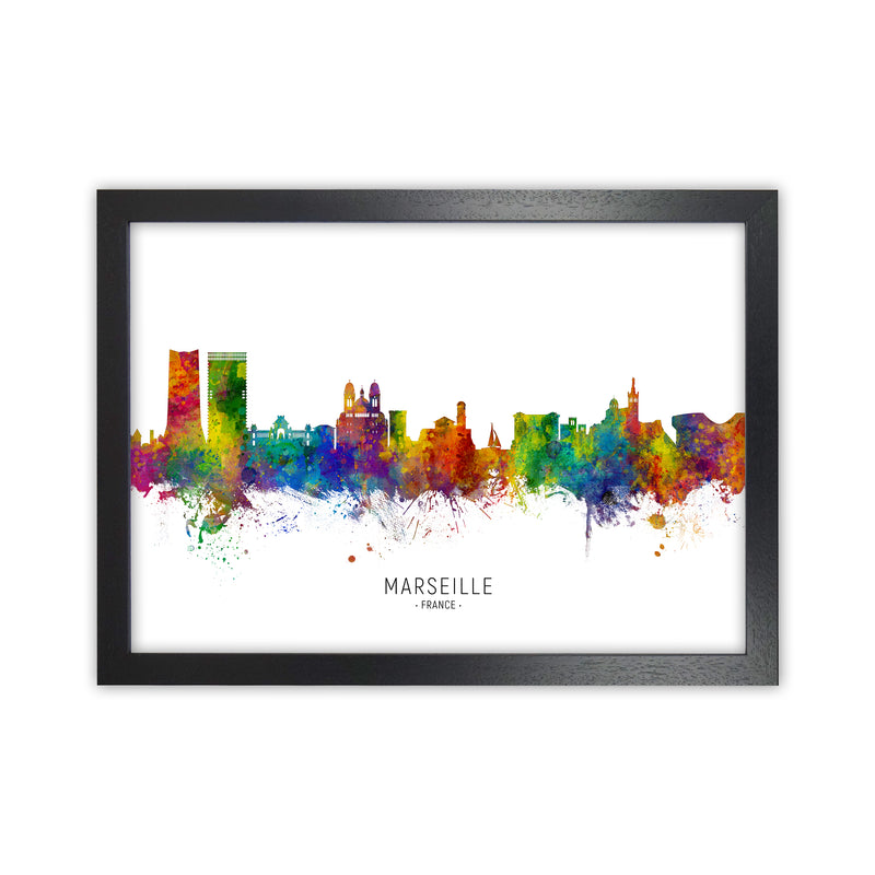 Marseille France Skyline Art Print by Michael Tompsett Black Grain