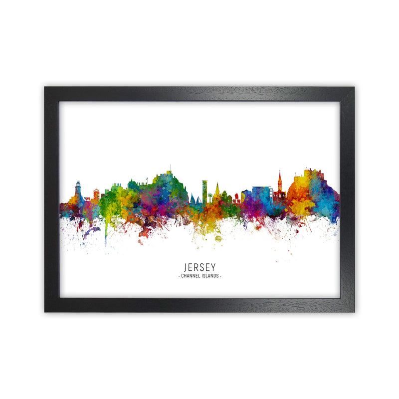 Jersey Channel Islands Skyline Art Print by Michael Tompsett Black Grain