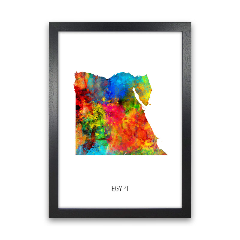 Egypt Watercolour Map Art Print by Michael Tompsett Black Grain