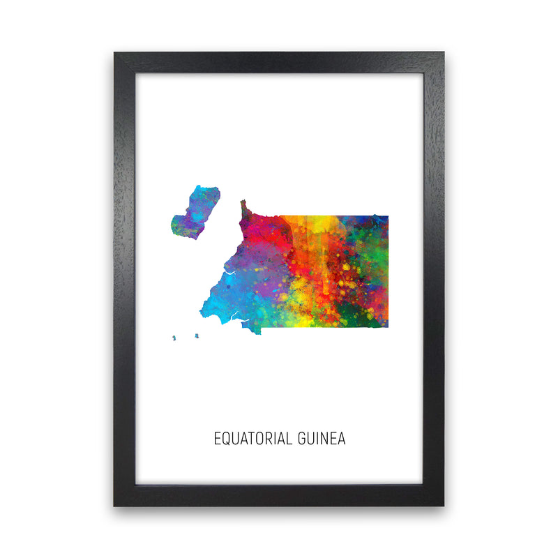 Equatorial Guinea Watercolour Map Print by Michael Tompsett Black Grain
