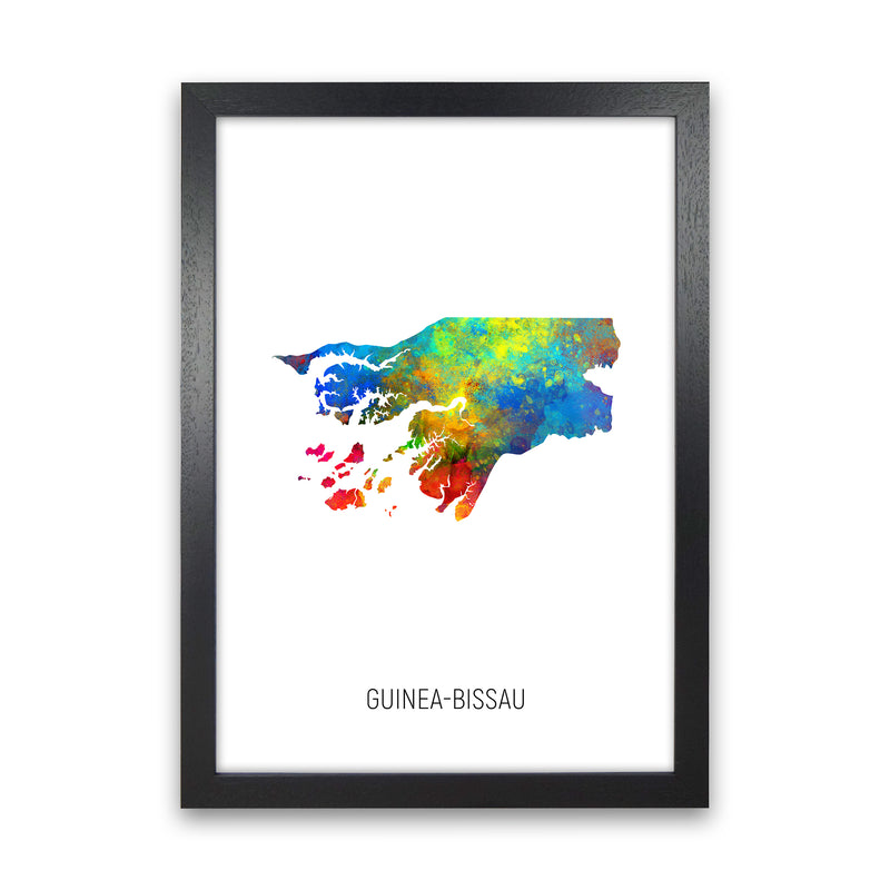 Guinea-Bissau Watercolour Map Art Print by Michael Tompsett Black Grain