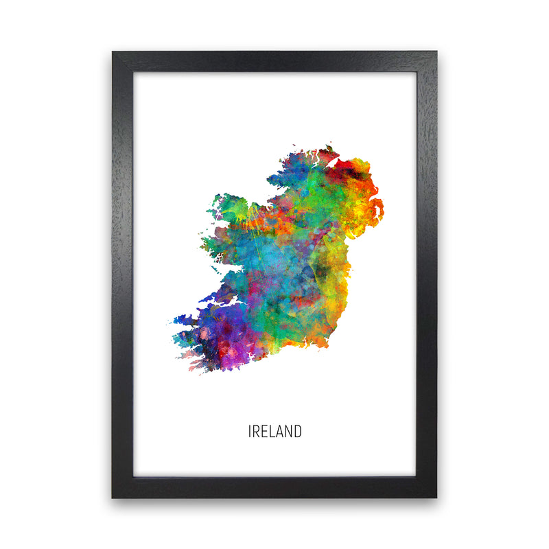 Ireland Watercolour Map Art Print by Michael Tompsett Black Grain