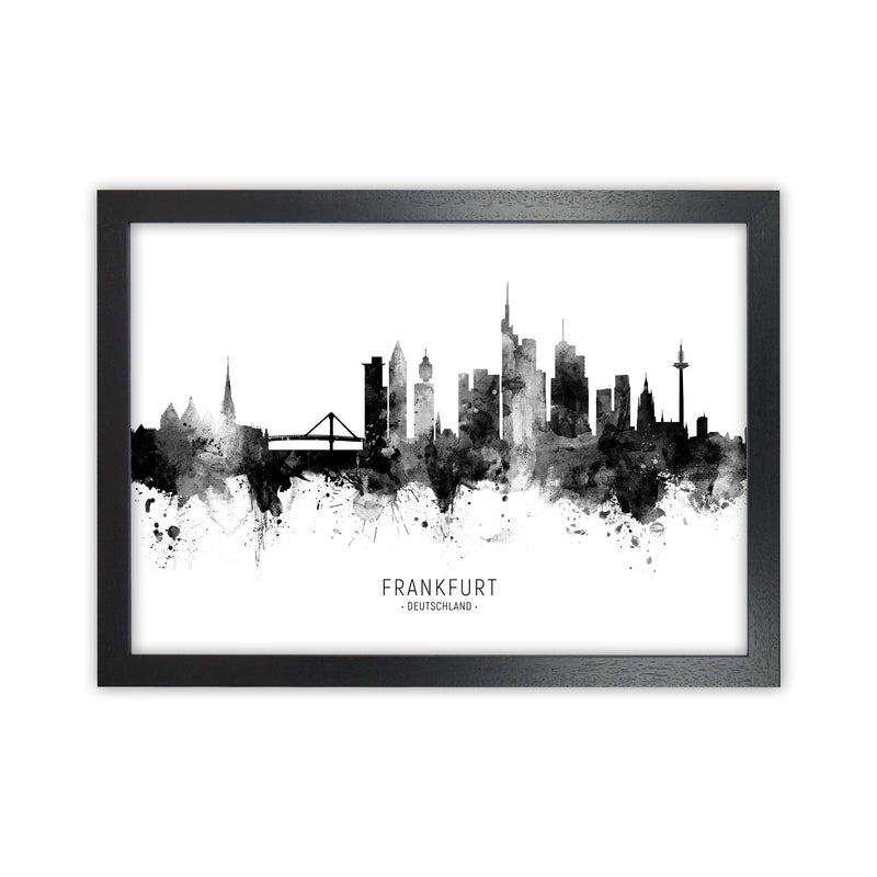 Frankfurt Germany Skyline Black White City Name  by Michael Tompsett Black Grain