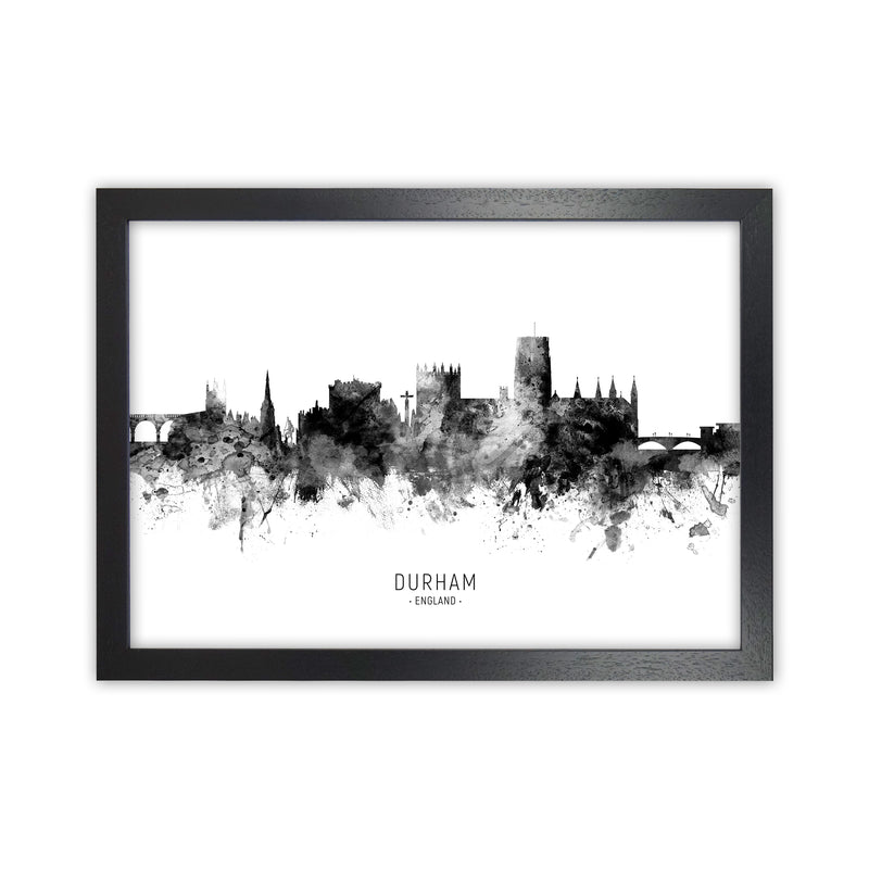 Durham England Skyline Black White City Name  by Michael Tompsett Black Grain