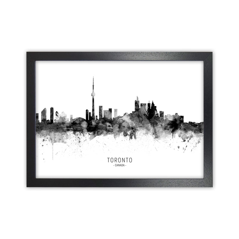 Toronto Canada Skyline Black White City Name  by Michael Tompsett Black Grain
