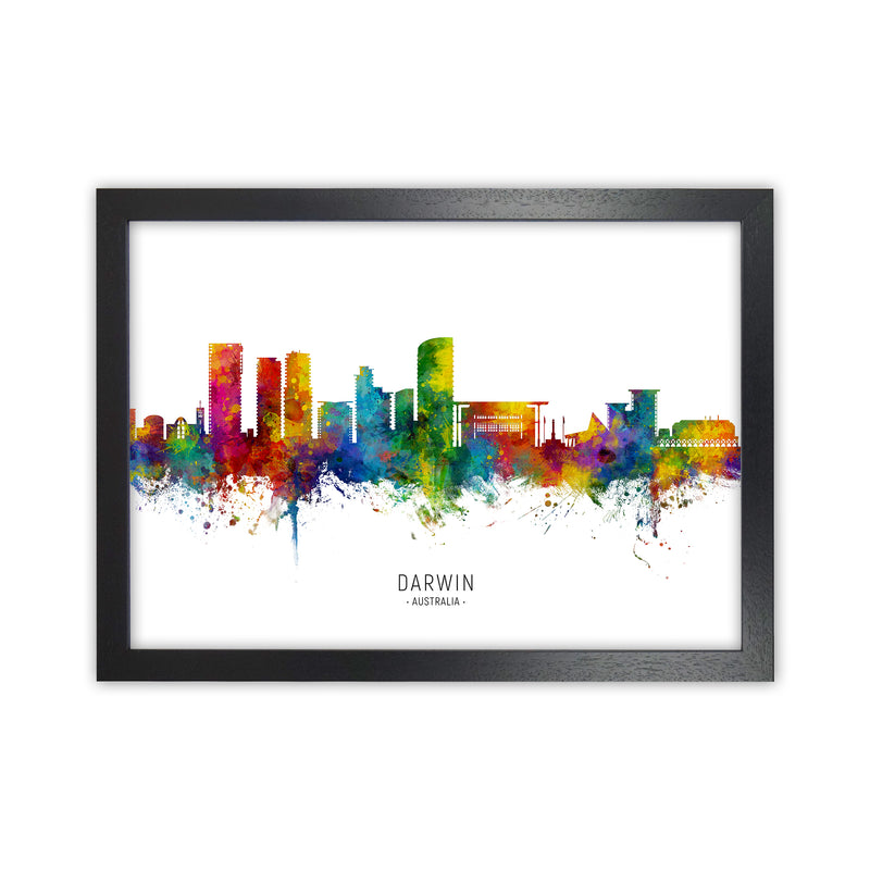 Darwin Australia Skyline Art Print by Michael Tompsett Black Grain