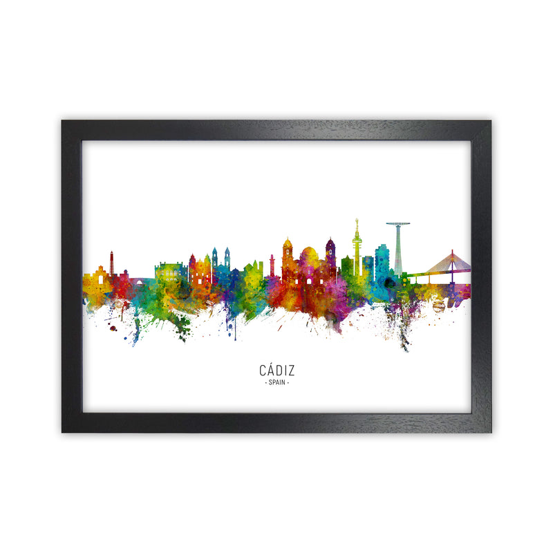 Cadiz Spain Skyline Art Print by Michael Tompsett Black Grain