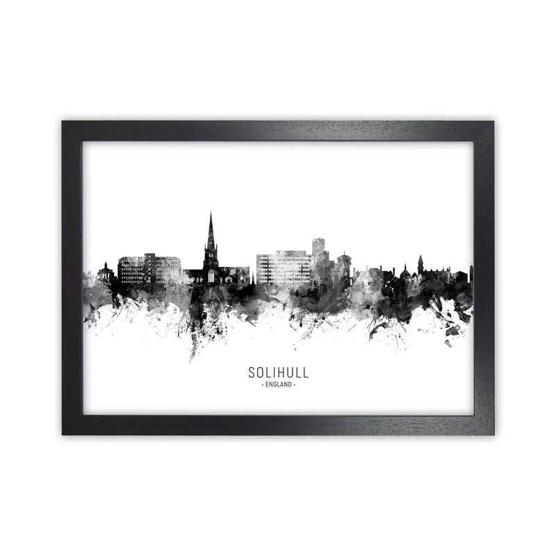 Solihull England Skyline Black White City Name  by Michael Tompsett Black Grain