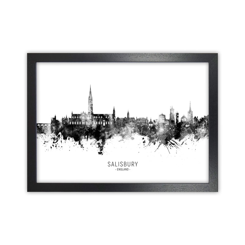 Salisbury England Skyline Black White City Name  by Michael Tompsett Black Grain