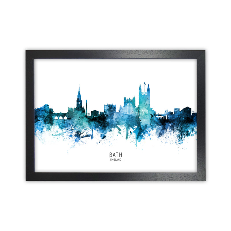 Bath England Skyline Blue City Name Print by Michael Tompsett Black Grain