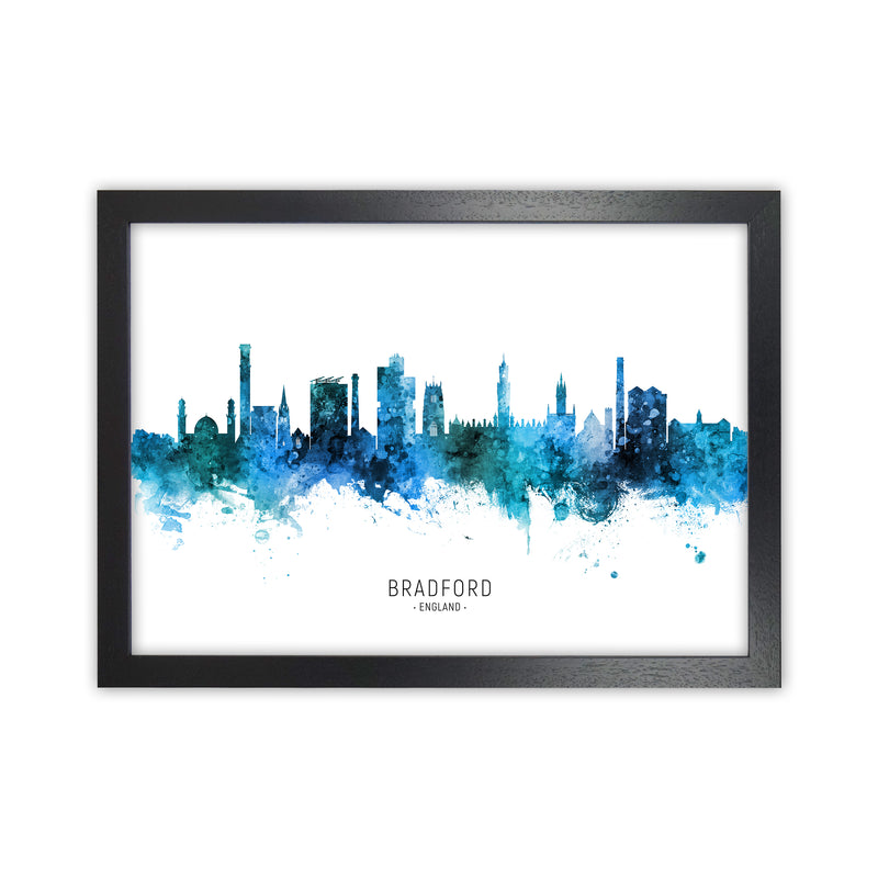 Bradford England Skyline Blue City Name  by Michael Tompsett Black Grain