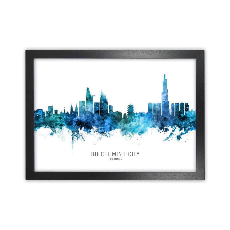 Ho Chi Minh City Vietnam Skyline Blue City Name  by Michael Tompsett Black Grain
