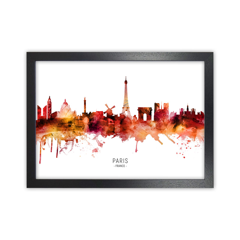 Paris France Skyline Red City Name Print by Michael Tompsett Black Grain