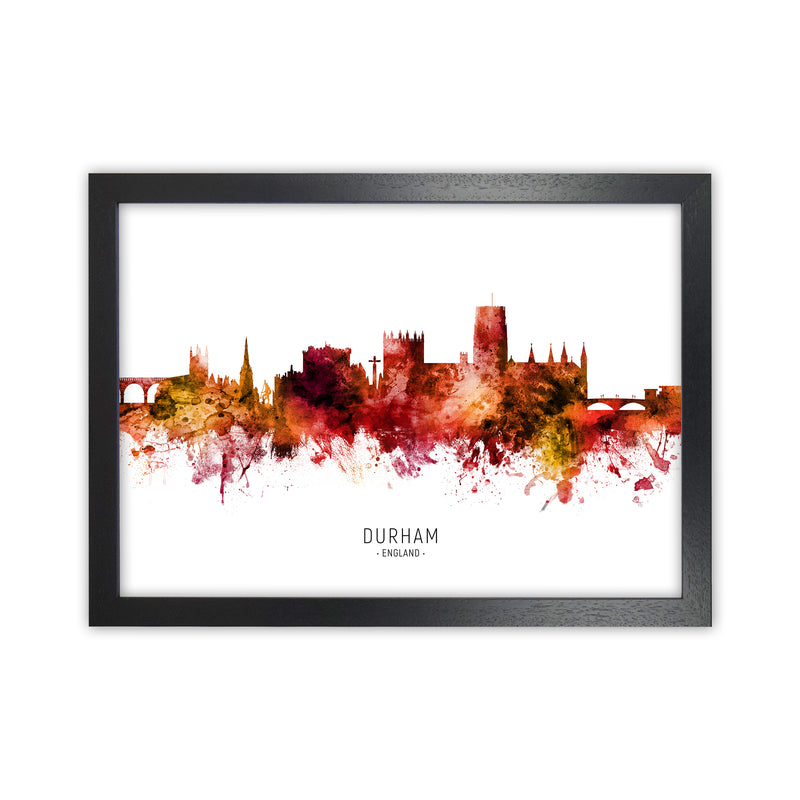 Durham England Skyline Red City Name  by Michael Tompsett Black Grain