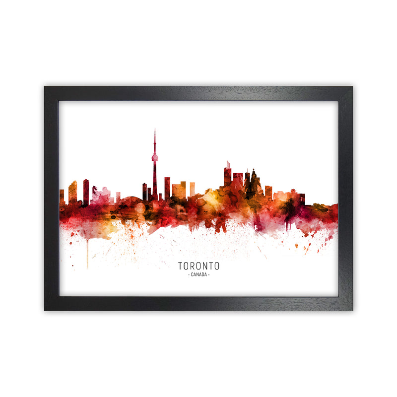 Toronto Canada Skyline Red City Name  by Michael Tompsett Black Grain