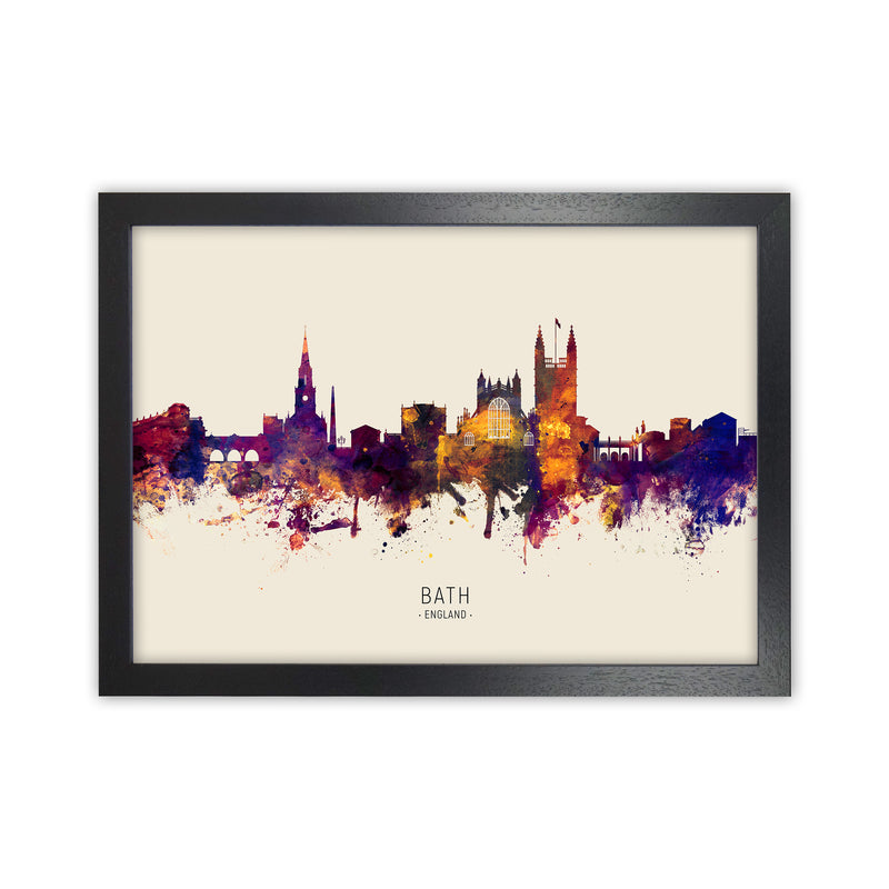 Bath England Skyline Autumn City Name Art Print by Michael Tompsett Black Grain