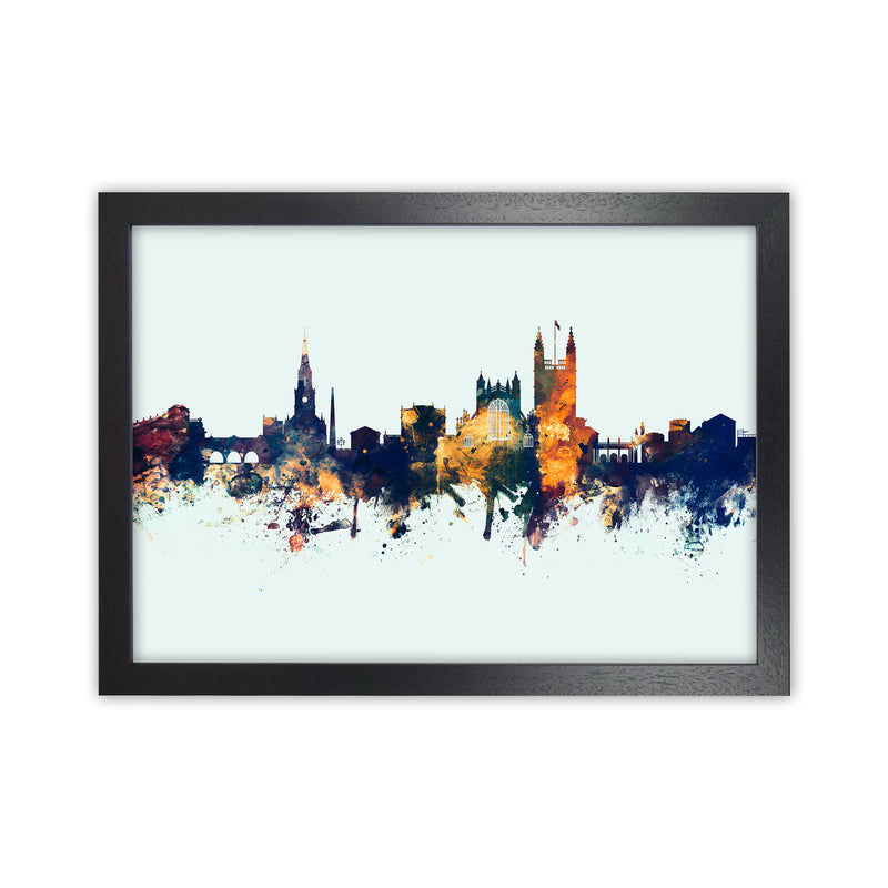 Bath England Skyline Blue Orange Art Print by Michael Tompsett Black Grain