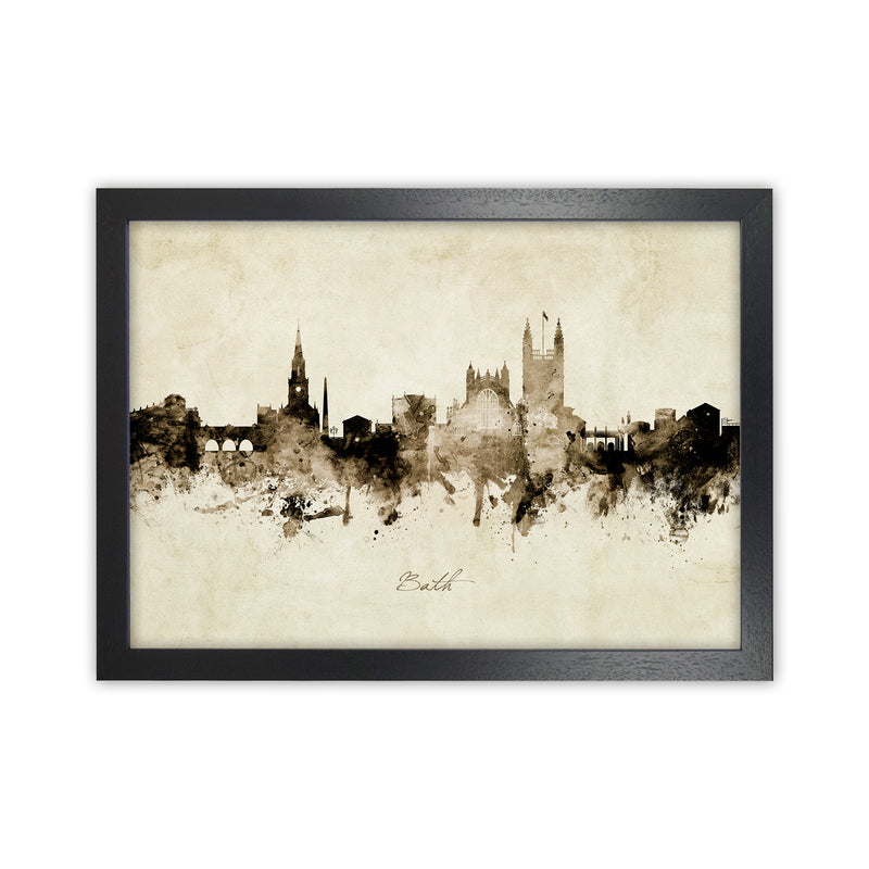 Bath England Skyline Vintage Art Print by Michael Tompsett Black Grain
