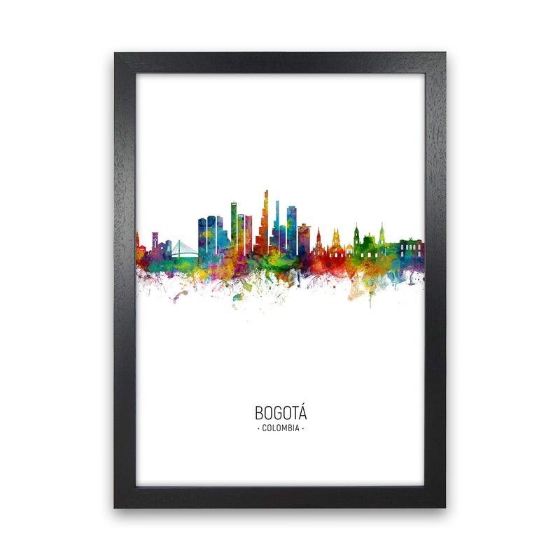 Bogota Colombia Skyline Portrait Art Print by Michael Tompsett Black Grain