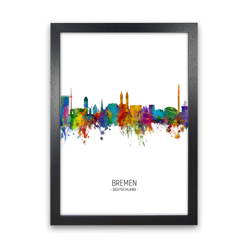 Bremen Germany Skyline Portrait Art Print by Michael Tompsett Black Grain